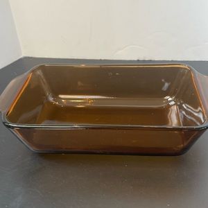 VTG Anchor Hocking amber glass bread meatloaf loaf pan dish 9x5.5” USA